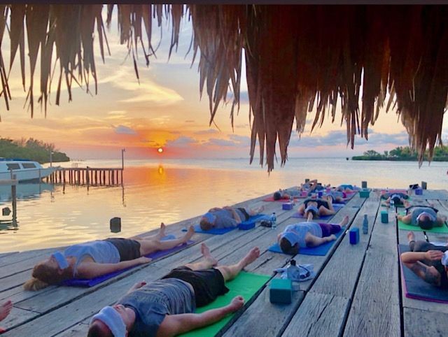 Yoga on the sun dock